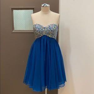 New Rhinestone Babydoll Strapless Dress Small